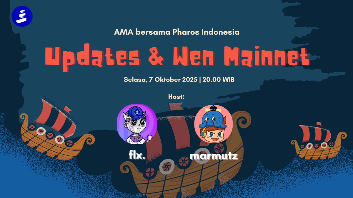 AHOY SAILORS, GOCTO! ⚓️

Selasa malam waktunya AMA Session bareng Pharos Indonesia di X Space! 🥳

Sharing santai seputar update dari Pharos Team, Leaderboard dan Event terbaru dari Pharos Ecosystem 💙

📅 Selasa, 7 Oktober 2025
⏰ 20.00 WIB 
🎤 <a href="/flxthesixth/">flx. (rise up arc)</a> &amp; <a href="/bakteryyy/">Marmutz</a> 

See
