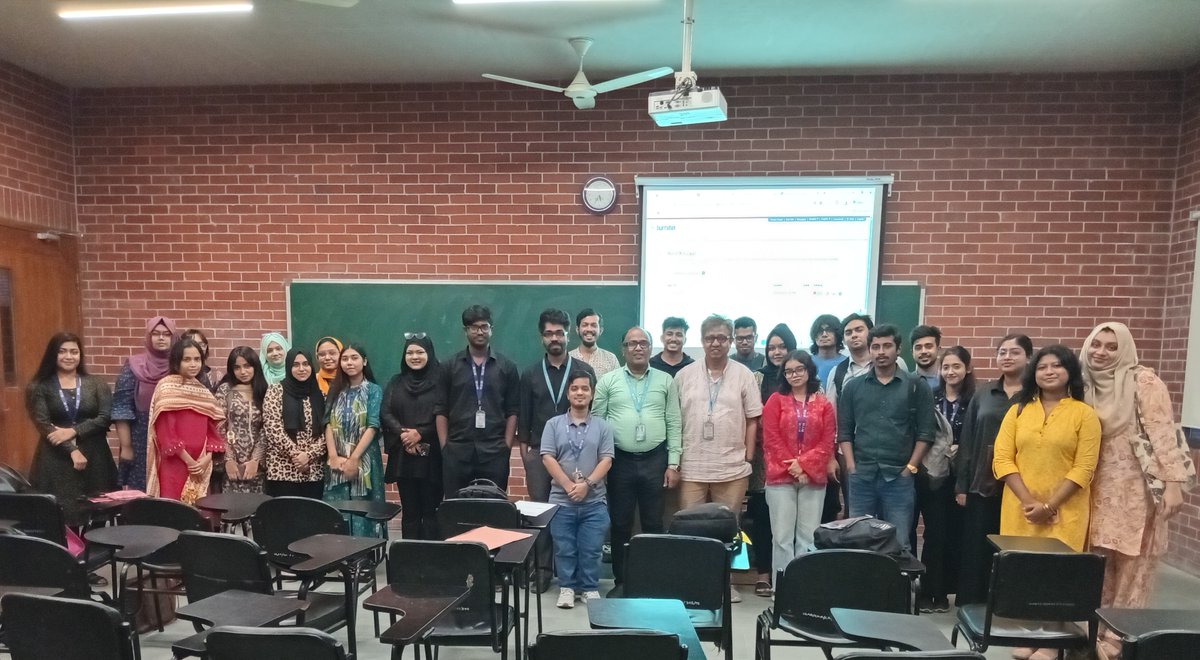 LibraryULAB's tweet image. ULAB Library organized 2 training sessions on 5 October 2025 in the classroom on Turnitin: similarity and plagiarism checker, reference management, data searches for the students of SSC 2146, GED, ULAB.