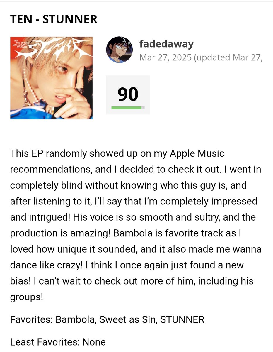 Stunner album review by casual listener 💜
🔗 : albumoftheyear.org/user/fadedaway…