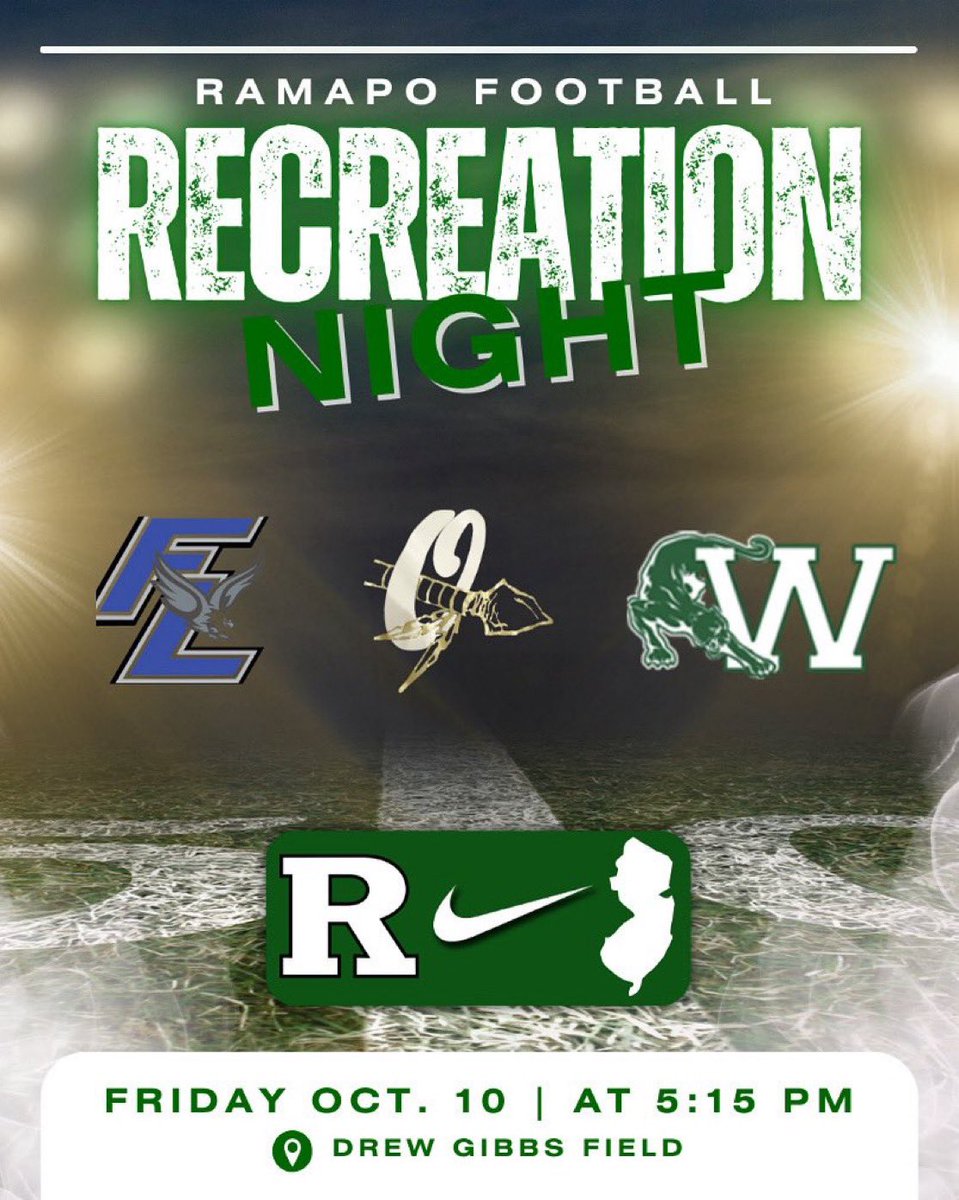 bcarrnjsports1's tweet photo. Bergen County Public 🏈
Game of The Week
@RamapoFootball
Let’s Go PO
#RecNight
Big Time Football Friday!
Playoff Seeding ⬆️
WV #3 vs PO#7
@WayneValleyHS
@NJScom https://t.co/WtZuXw3OVY