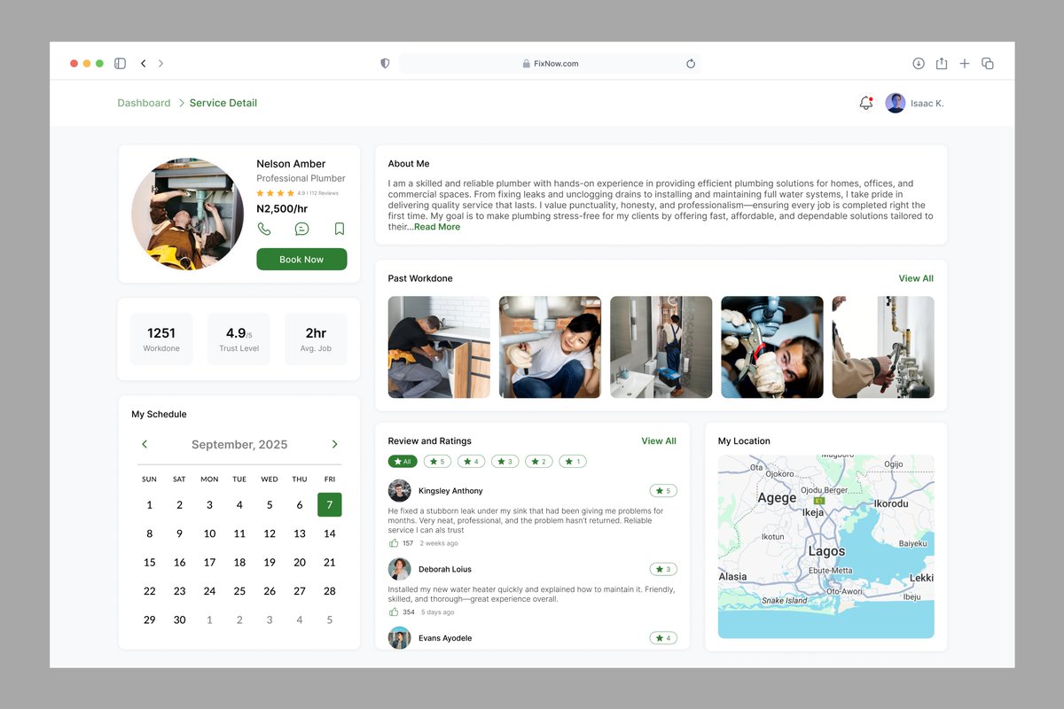 ipayeisaac2's tweet photo. Built FixNow’s Service Details Page to turn confusion into clarity.
Clear pricing, trusted technician info, and a clean layout help users book confidently.
Design isn’t just beauty — it’s trust in action. Let’s connect.
#UXDesign #FixNow #ProductDesign https://t.co/rte9LhZq2C