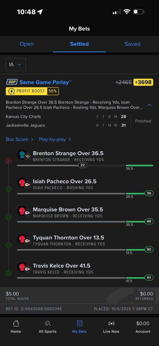IowaDolfan's tweet photo. @FanaticsBook voided Brenton Strange’s injury but @FDSportsbook didn’t. I guess I know where I’ll be betting at for now on https://t.co/iPemk0COIa