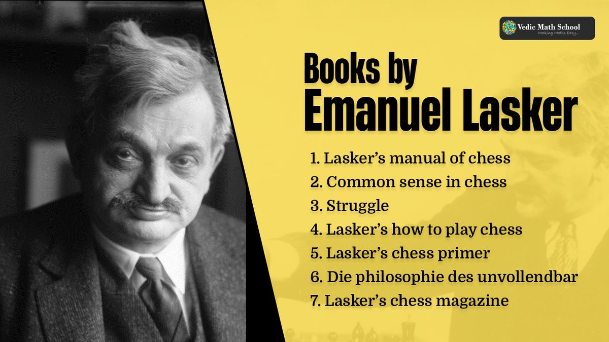 vedicmathschool's tweet image. ♟️ Emanuel Lasker held the World Chess Champion title for 27 yrs (1894–1921) &amp;amp; was also a brilliant mathematician 🧠
He contributed to commutative algebra &amp;amp; shaped chess history forever.

#EmanuelLasker #ChessLegend #MathGenius #STEMI vedicmathschool.org/emanuel-lasker/