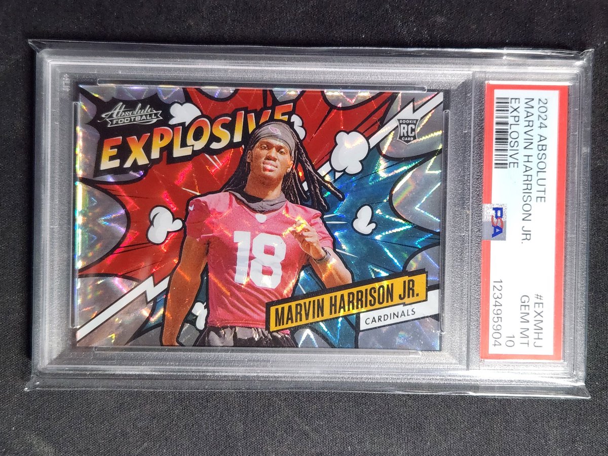 hockeycards4u's tweet image. Is anyone in the #Edmonton #Yeg area interested in this? Just don't wanna ship due to the stupid mail strike. @PaniniAmerica #MarvinHarrisonJr Explosive @PSAcard 10 🔥 would trade towards #Pokemon