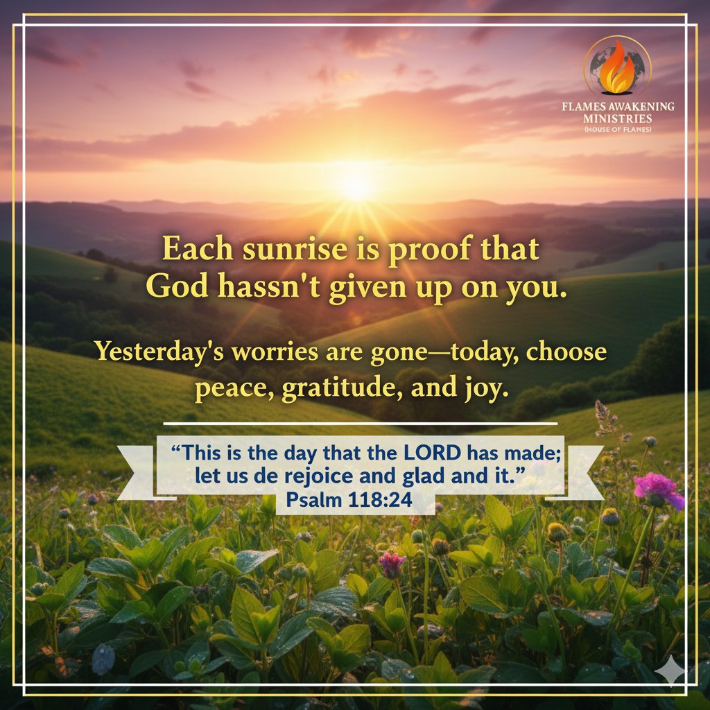 FlamesAwakening's tweet image. Each sunrise is proof that God hasn’t given up on you. 
Yesterday’s worries are gone today, choose peace, gratitude, and joy.

“This is the day that the LORD has made; let us rejoice and be glad in it.”  Psalm 118:24

Have  a lovely day