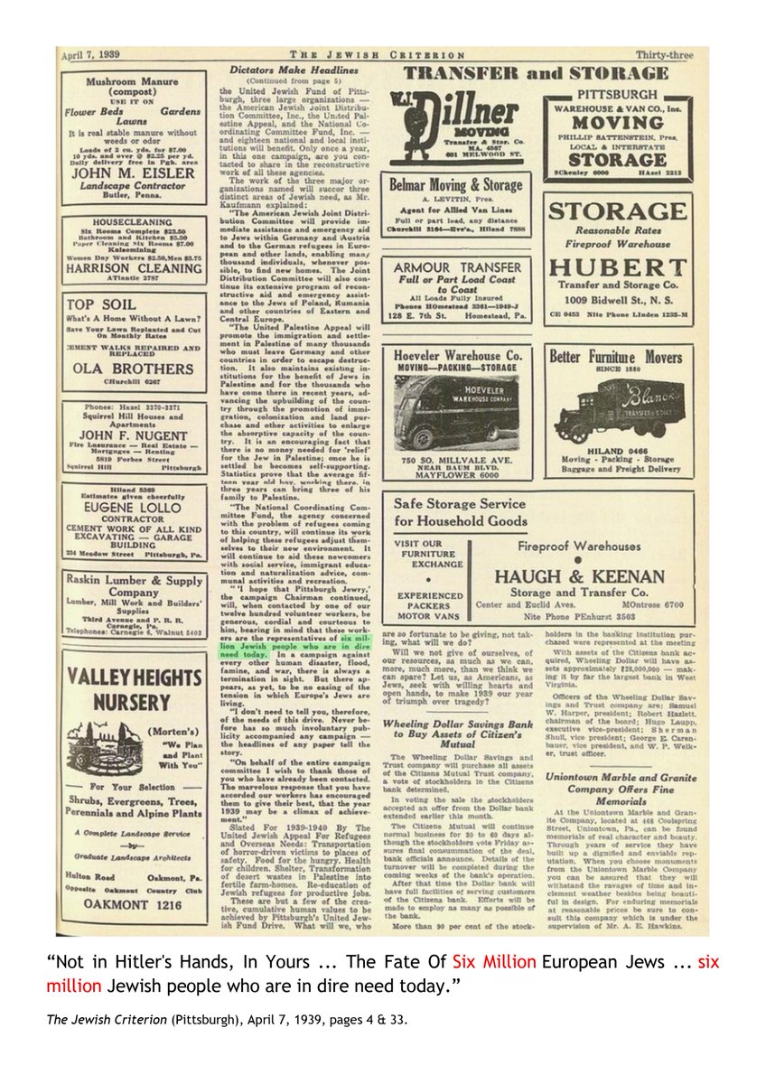 1939: jews complain about the fate of 𝟔 𝙢𝙞𝙡𝙡𝙞𝙤𝙣 'Holocaust' jews.

So far we saw newspapers dated 1900-1939, and jews already knew about the exact number of 'Holocaust' victims from 1942 to 1945—𝟔 𝙢𝙞𝙡𝙡𝙞𝙤𝙣.

Pure cohen-cidence??? 🤔

Follow <a href="/Classicist9999/">Classicist. ✝️</a>