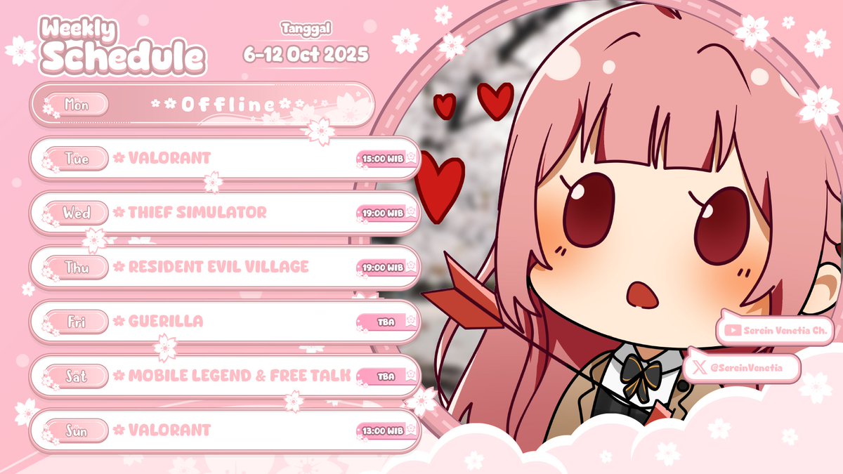 Schedule Tanggal 6-12 oktober 😊