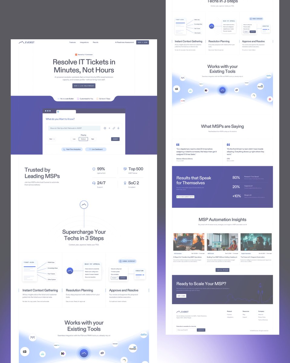 cx_deep_'s tweet image. Redesigning Concept for Everest — The AI Assistant for IT Teams

A modern redesign for Everest, an AI-powered platform that helps IT teams resolve tickets faster and smarter. The goal was to simplify communication, highlight trust signals, and guide users toward conversion.

✨…