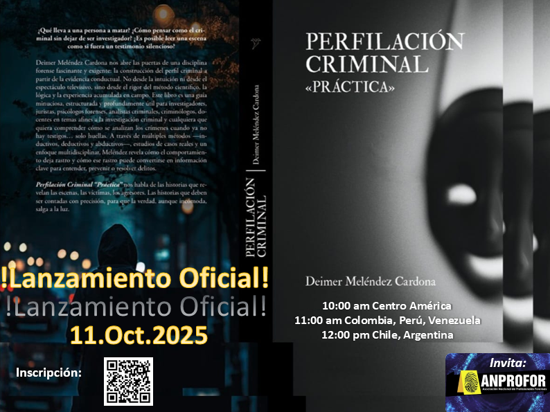 anprofor's tweet photo. Te invitamos a que participes este sábado 11.Oct.2025 del Lanzamiento Oficial del Libro “Perfilación Criminal, Práctica” por Deimer Meléndez Cardona, inscríbete ya!

Link de inscripción: https://t.co/Z8zNwXDuVz

Link de transmisión: https://t.co/DuslskaUPg https://t.co/MIT3OPE182