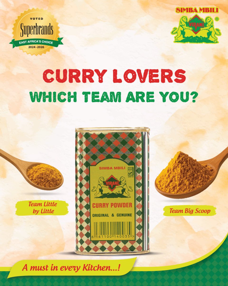 simbambilispice's tweet photo. When you’re cooking with Simba Mbili Curry Powder…
Are you Team Big Scoop or you add a little, taste, then add some more? #SimbaMbili #CurryDebate #SpiceStyle #TeamScooper #TeamLit https://t.co/9KTu00y3kP