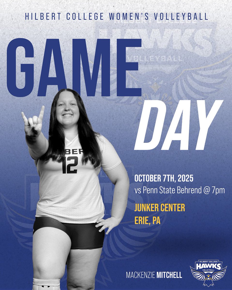 AMCC CONFERENCE OPENER!!! The Hawks are on their way to Erie, PA to take on Penn State Behrend for their first conference match of the season!!! 💙🤍💛🩶🖤 #hawkyeah #rollbirds #gobirds #volleyball #womensvolleyball #ncaa #ncaavolleyball #ncaavb #ncaawomensvolleyball