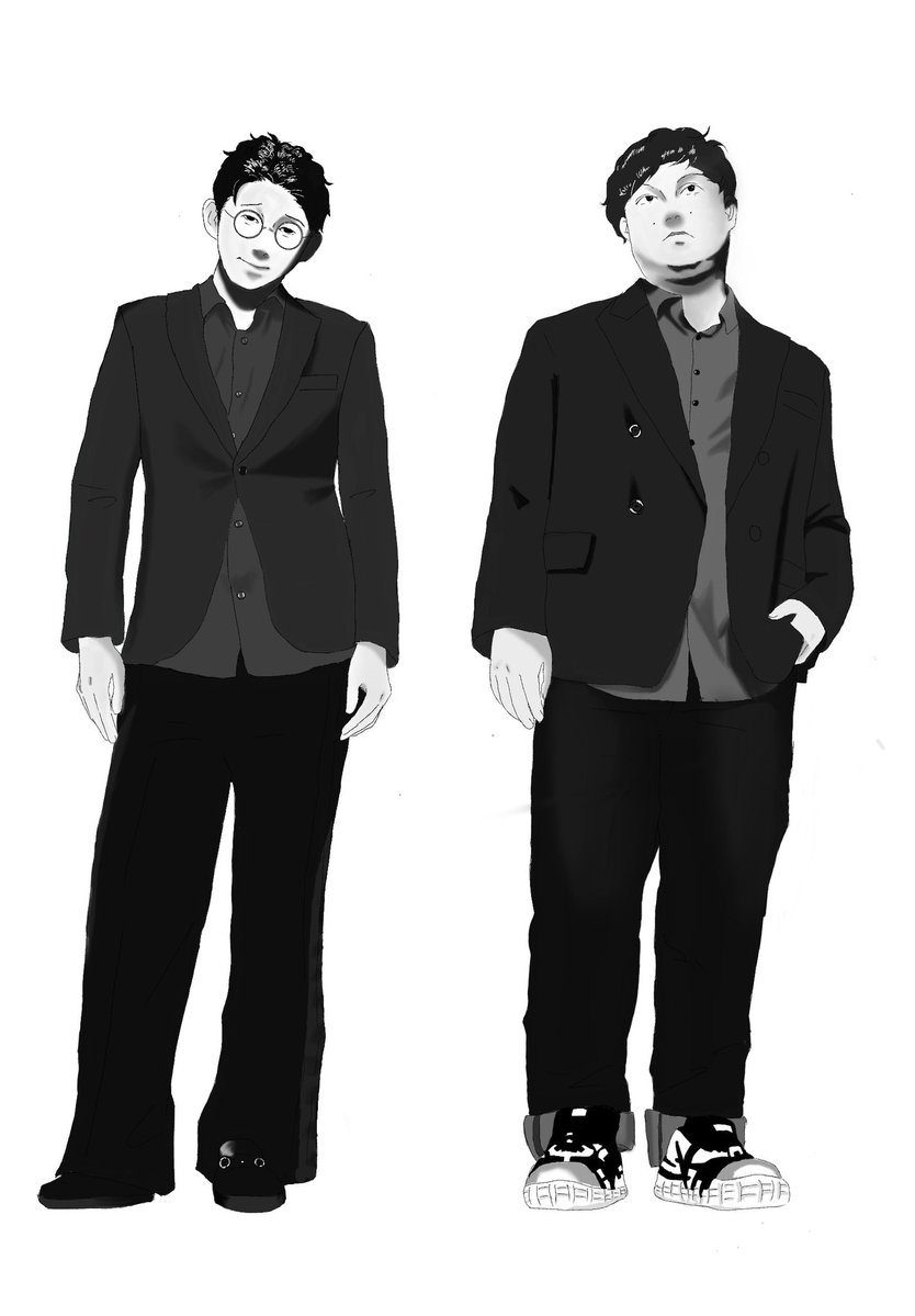 lcd169's tweet image. キングオブコントまであと4日…‼︎
この前の写真がカッコ良すぎたから模写してしまった🥹
頑張れ〜🐰👓💕

#ロングコートダディ