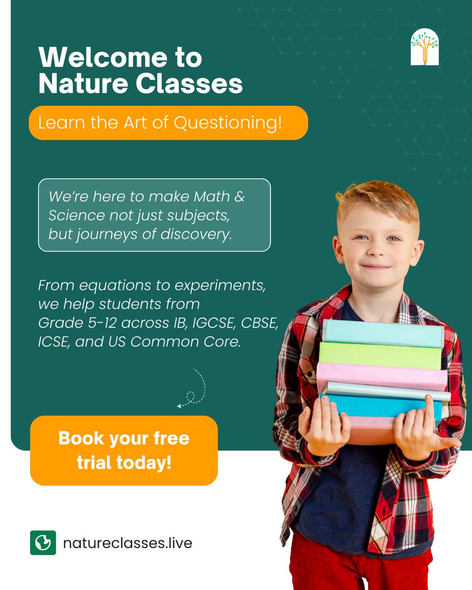 NatureClasses's tweet image. 🍀At Nature Classes, we focus on nurturing the Art of Questioning in your child. Our goal is to prepare them not only for exams but for a successful future by encouraging them to ask questions and think critically to find optimal solutions.

📐We offer instruction in Math,…