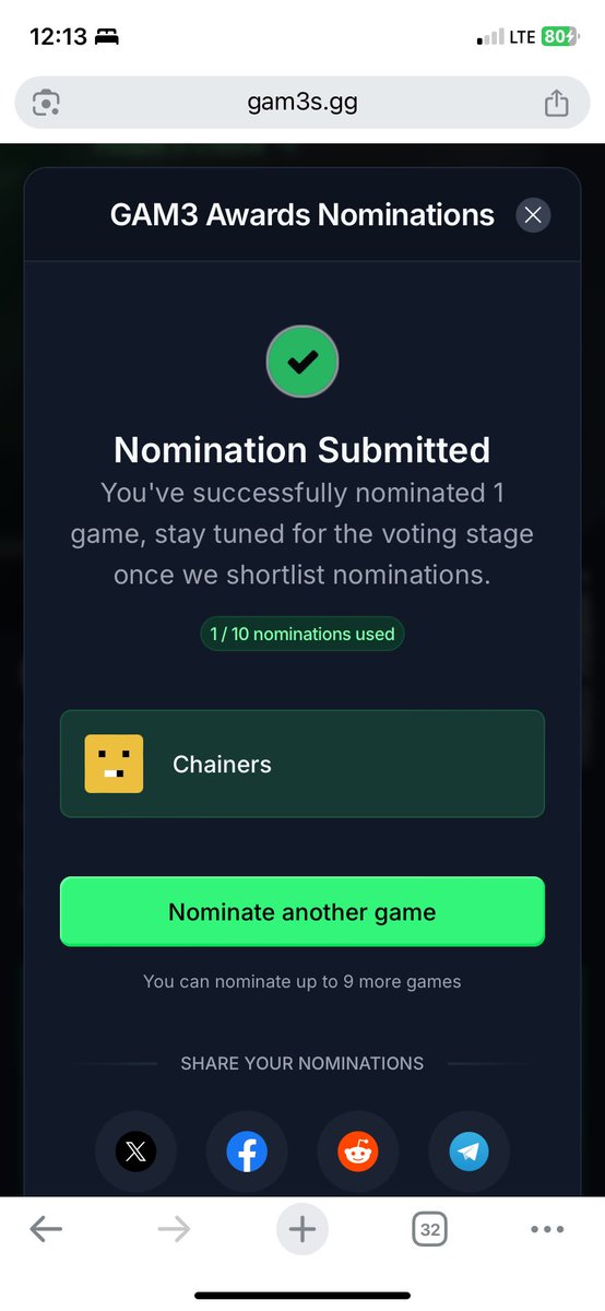 FaucetsHunters's tweet photo. @ChainersGame Done! Good luck! https://t.co/Y2nw2EN84q