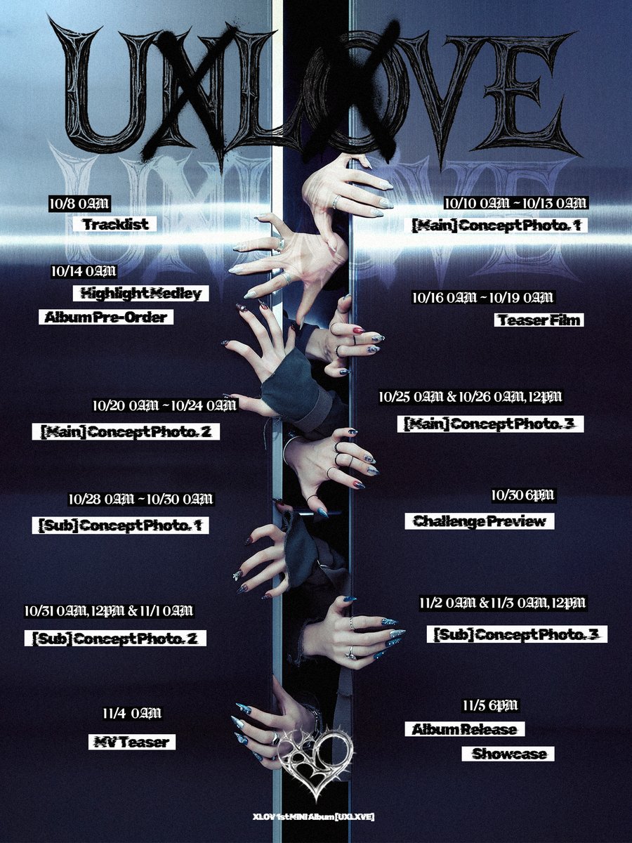 The story unfolds piece by piece. Here’s the official scheduler for our 𝟏𝐬𝐭 𝐦𝐢𝐧𝐢 𝐚𝐥𝐛𝐮𝐦 [𝐔𝐗𝐋𝐗𝐕𝐄]. Every date marks a fragment of what’s to come. Are you excited for what’s waiting ahead?