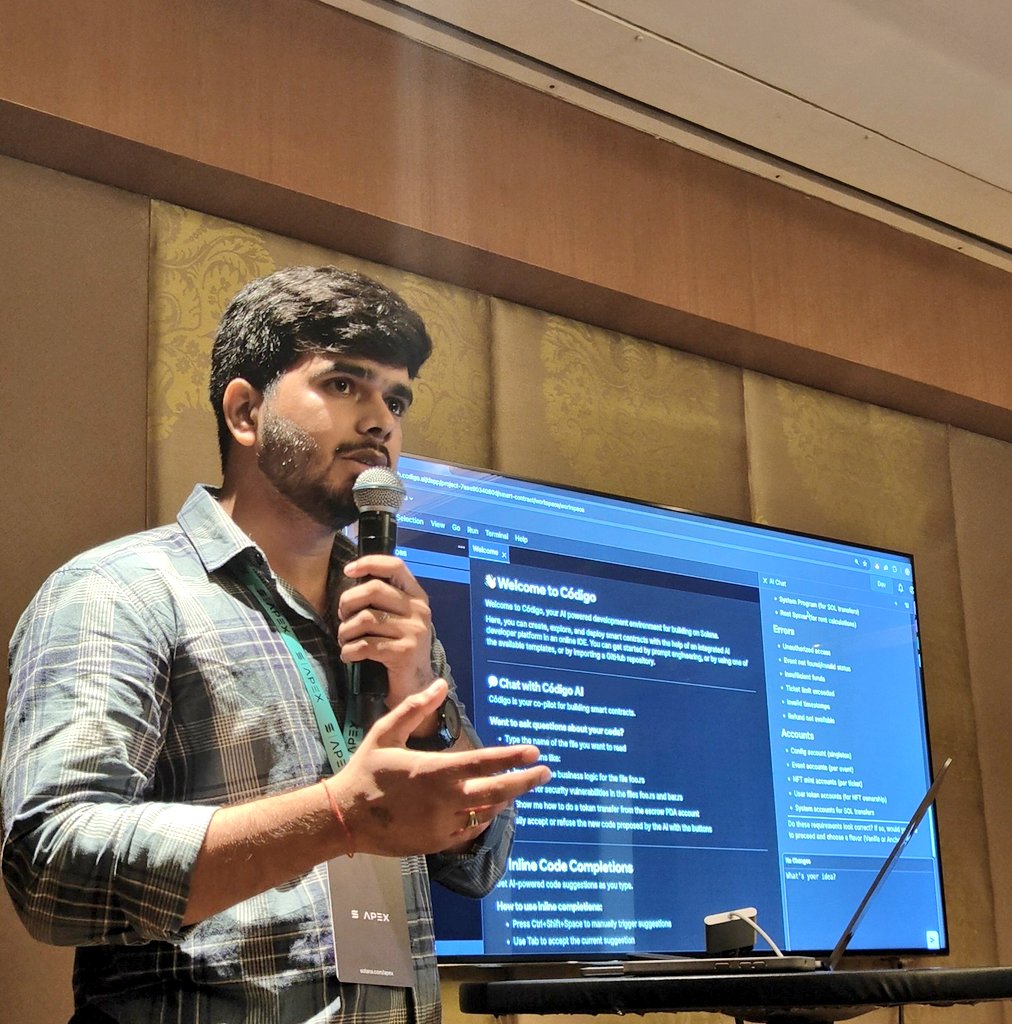 Ankit_sharma171's tweet image. We had a fantastic time at the #SolanaApex Mumbai! 🌊
An incredible, interactive session —full of curiosity and excitement about the product Codigo and what’s ahead for builders in the Solana ecosystem.
Huge thanks to everyone who participated and made the session a success!🚀