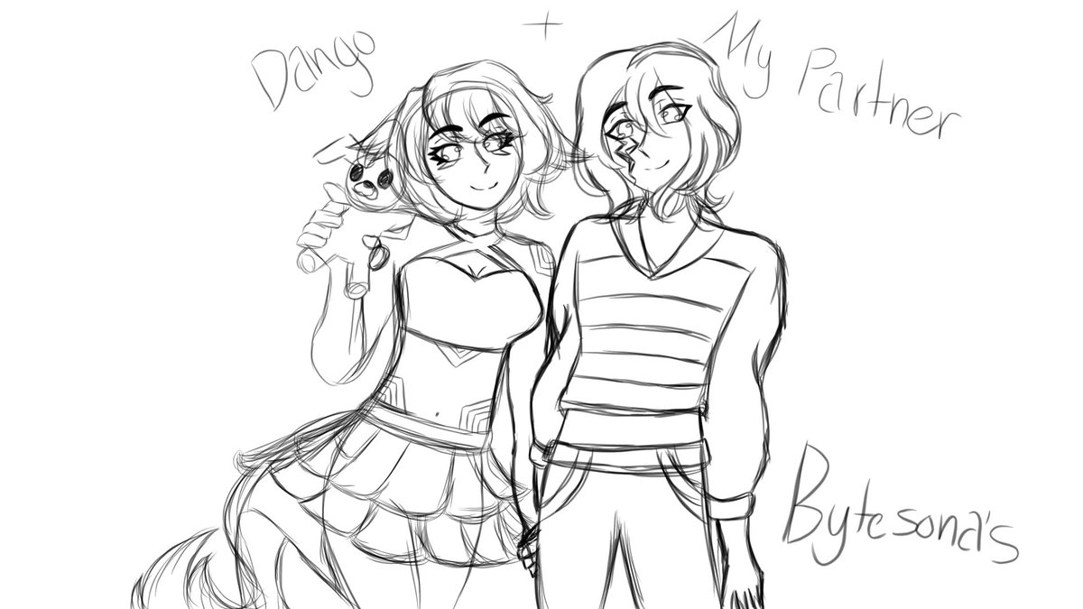 DangoNotDang0's tweet photo. Decided to sketch me and my partners as my (new) bytesona design and then make my partner a bytesona design myself
It's a wip still so this is just the sketch
#Bytesona https://t.co/vnGu38I4gs