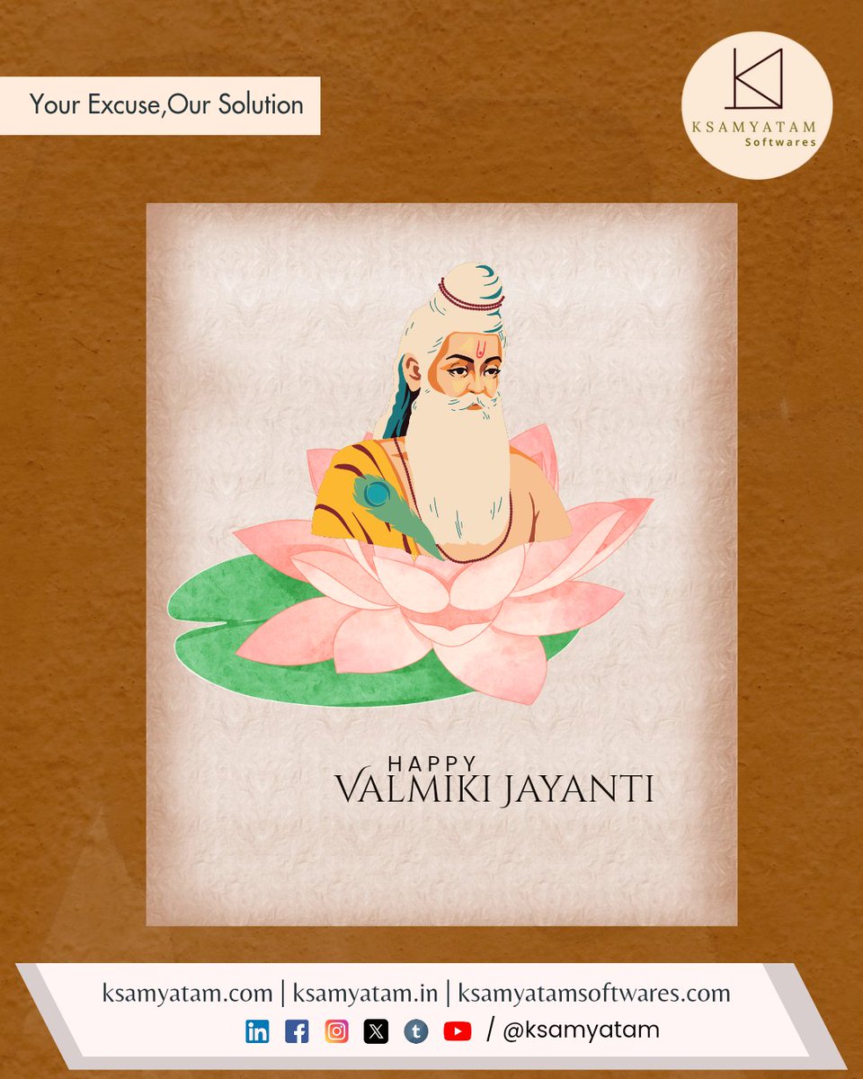ksamyatam's tweet image. Happy Valmiki Jayanti From Ksamyatam Softwares
Visit ksamyatam.com | ksamyatam.in | ksamyatamsoftwares.com
Follow @ksamyatam #ksamyatam #ksamyatamsoftwares
#valmiki #MaharishiValmiki #valmikijayanti