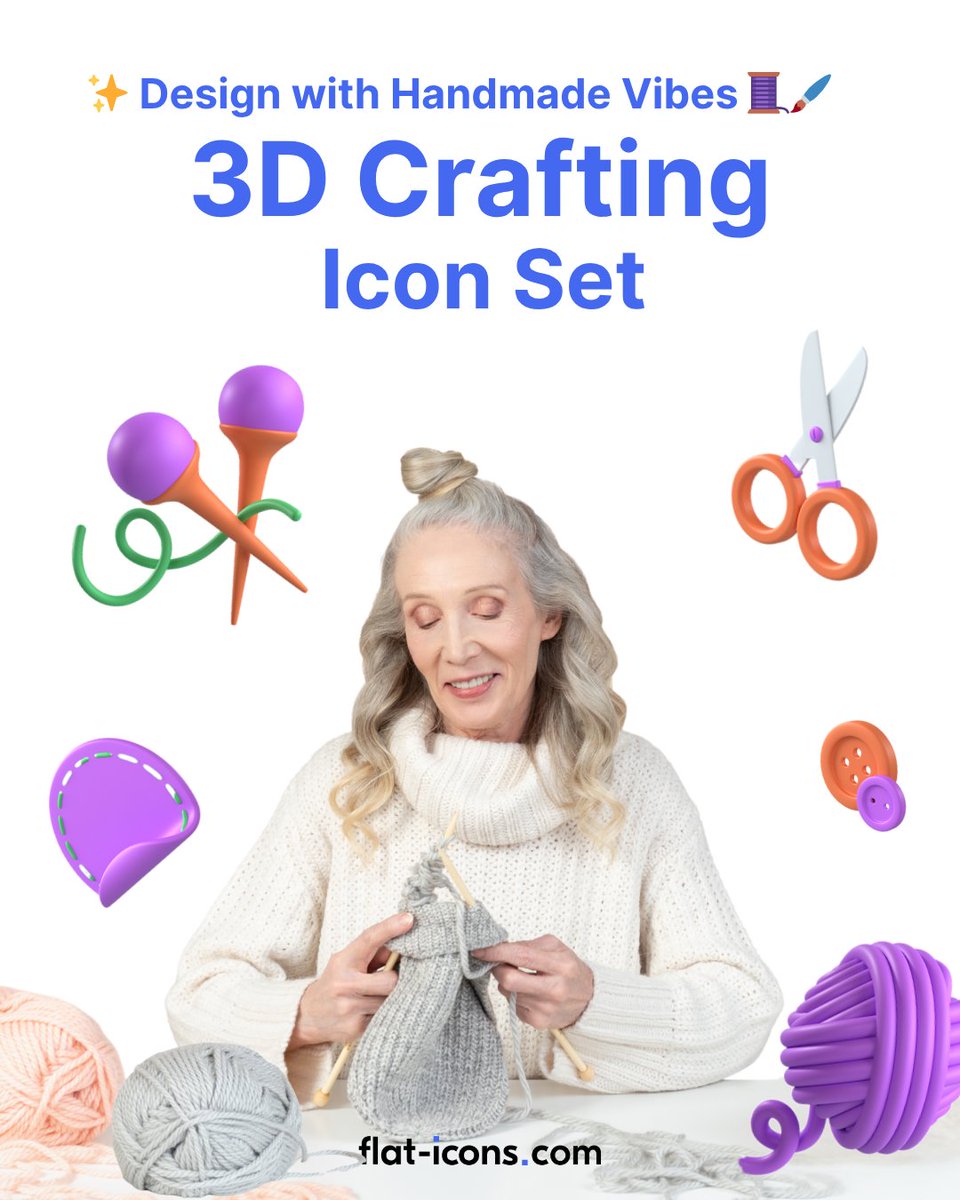 flat1cons's tweet image. 🧵 Craft Your Vision in 3D ✨
30 customizable 3D Crafting Icons — perfect for DIY apps, maker blogs &amp;amp; creative brands.
🎨 Available in Blender, Figma, PSD &amp;amp; PNG.
👉 flat-icons.com
#3DIcons #FlatIcons #CraftDesign #DIYDesign