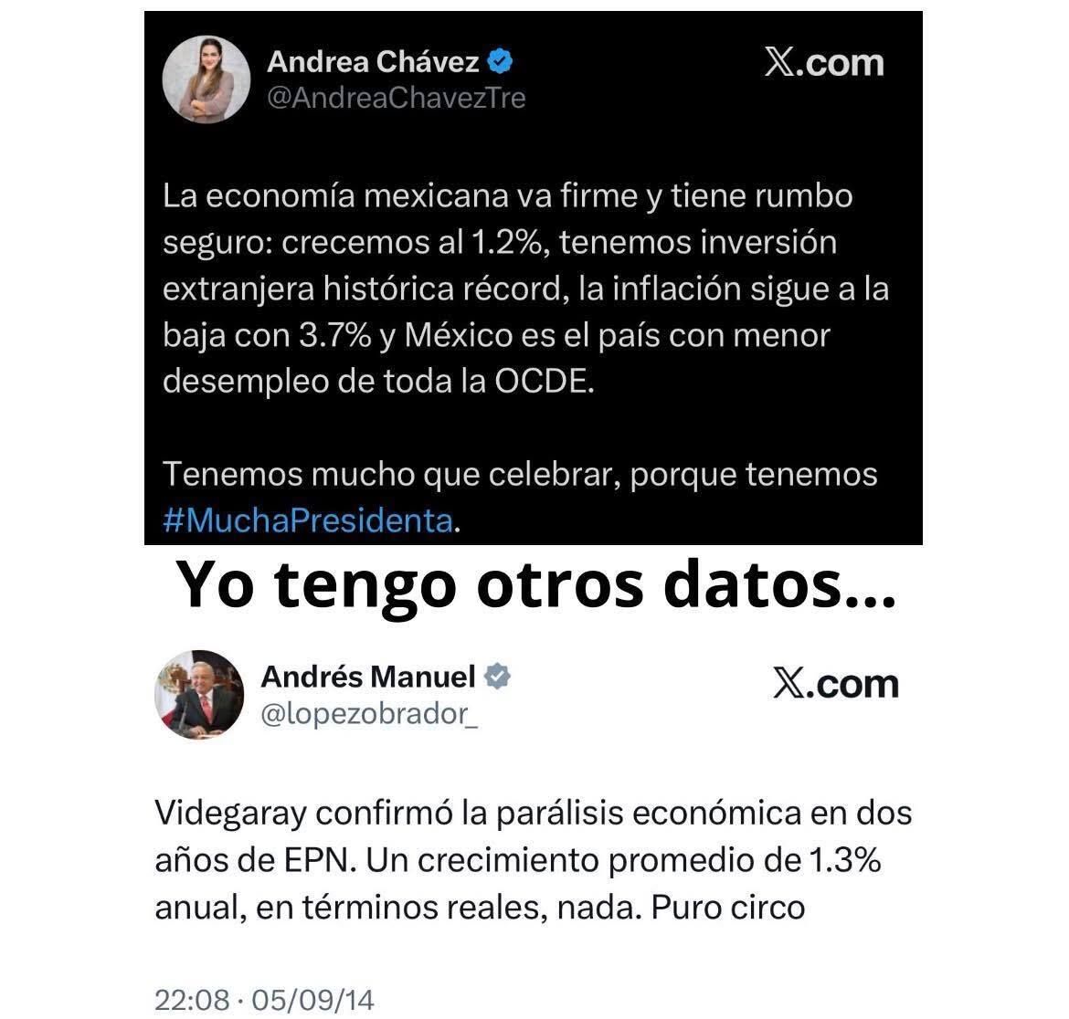 🇲🇽 Esta conocida dama con notorias habilidades orales y manuales (para tuitear, por supuesto) asegura que un crecimiento de 1.2% es "firme". Evidentemente, tiene un problema para identificar el concepto de firmeza.
