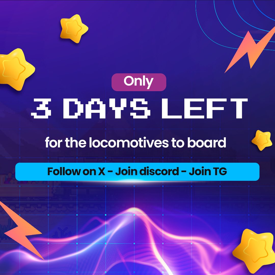 estacaocrypto's tweet photo. 🚂 Only 3 days left until the locomotives depart and your journey begins! 🚀

Join us now:
🔗 Follow us on X - https://t.co/Ge6evfIPmq
🔗 Join our Discord -https://t.co/lXRK5Wskb7
🔗 Enter our Telegram - https://t.co/M8cEvIyrGC

Don’t miss the ride! ⏳🔥 https://t.co/o1iQcoQx65