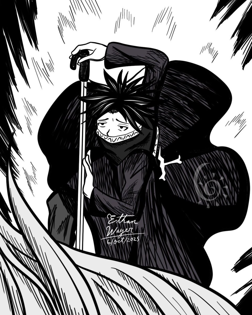 Ethan_Wayer's tweet photo. InkTober day 6: pierce.

#Inktober2025 #Inktober #feitan #hunterxhunter https://t.co/e3DxUawIu0
