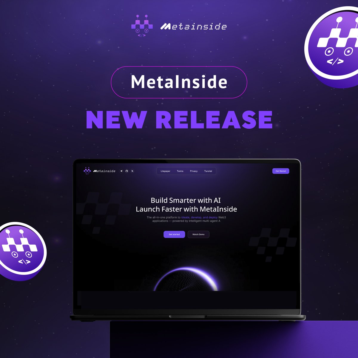 MetaInside's tweet photo. MetaInside New Release  

🔗 Deploy. Compile. Install. 
🤖 Now it all feels alive!  

Our latest release delivers greater reactivity, performance, and control. 🔥
https://t.co/9S7S3KAopB

#MetaInside #Web3 #AIAgents