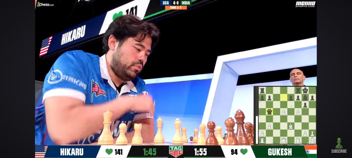 dylannnkkk's tweet image. Can anyone explain me why didnt gukesh take the rook with the bishop and took knight with the queen??
Its been 2 days i am still confused

#indiavsusachess #hikarunakamura #gukeshdommaraju #gothamchess