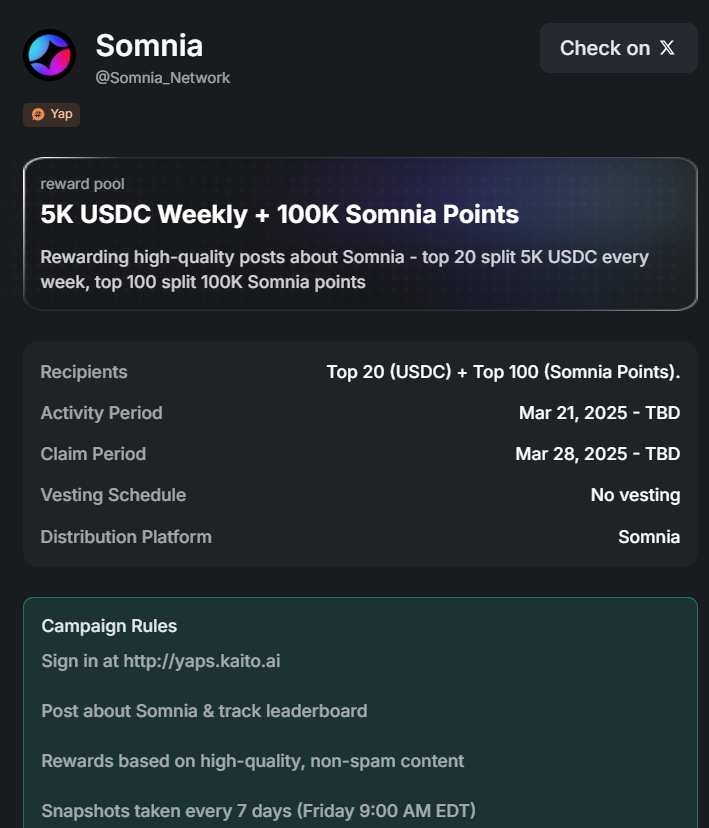 MeAtayev's tweet image. Just dropped into Somnia’s universe 🌌 — where creators rule &amp;amp; worlds connect! - @Somnia_Network

Now it’s #SomniaYapStorm time 🌀

Yap your way up the ranks, flex your creativity &amp;amp; snag rewards! 💰 5,000 USDC + 100,000 Somnia Points every week 👀 

#Somnia #Web3 #Gaming