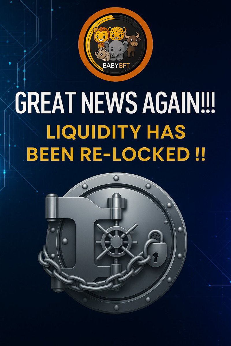 MphoMopeli's tweet photo. 🚀$BBFT UPDATE🚀

🎉Liquidity is re-locked until April 6, 2026! 🔒 5,999,500,000 BBFT tokens are secured—no new coins in circulation!

With a stable supply, let’s watch the price soar! 💥 

Check it out: 👉 https://t.co/Q7ojtLoTWB

#BBFTToTheMoon #NewATH #Bullish #1000xgem #HODL https://t.co/xMDWPgWPE4