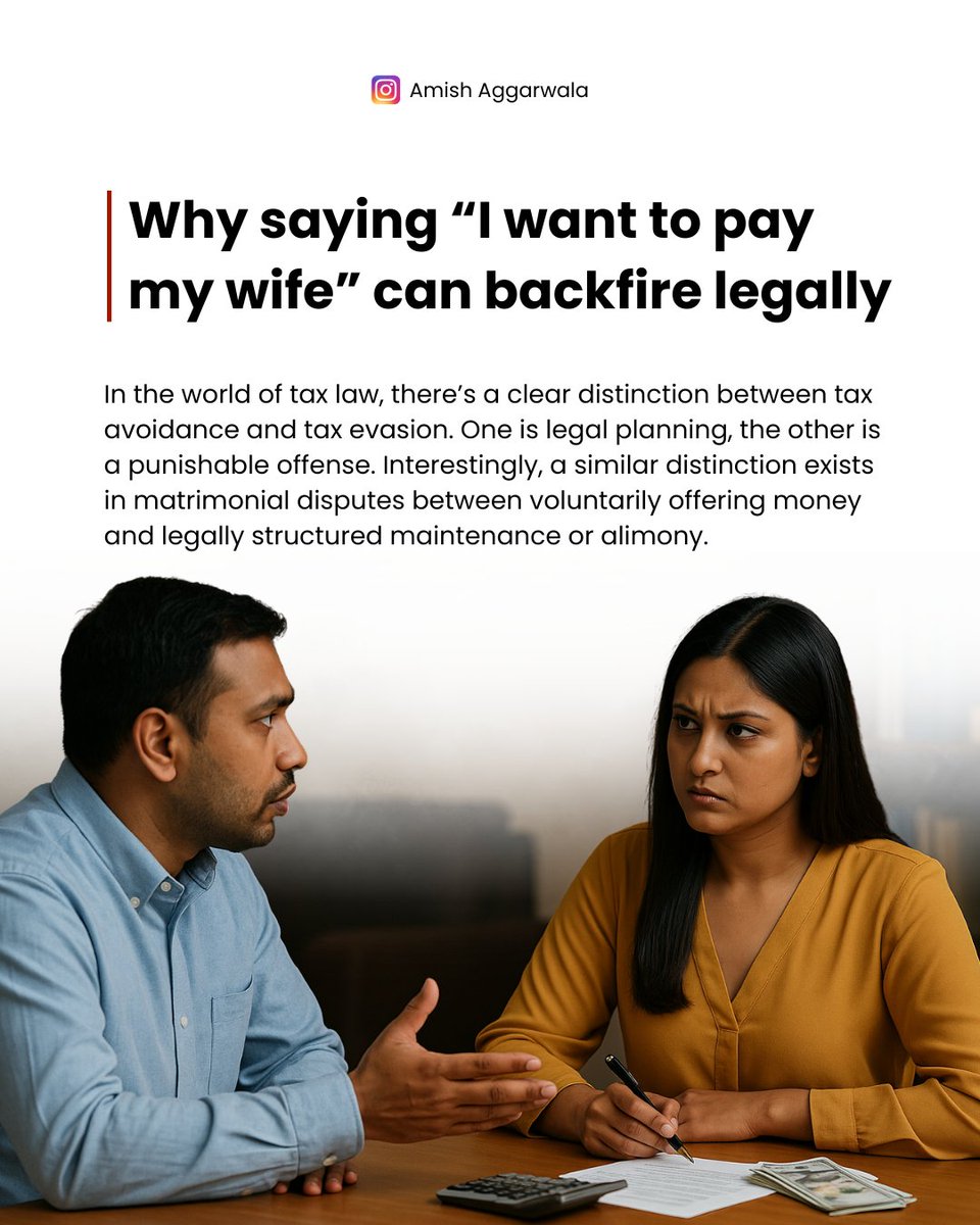 AmishAggarwala's tweet image. Why saying “I want to pay my wife” can backfire legally