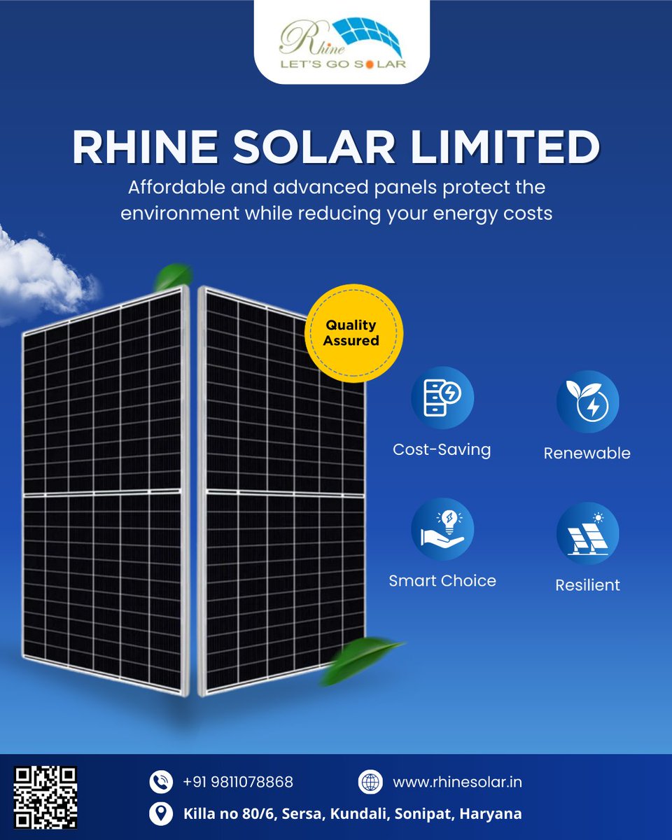 Rhinesolar's tweet photo. 🌞 Switch to a brighter, cleaner, and more sustainable future with Rhine Solar Limited! 🌍✨

🌐 Visit: https://t.co/loUnx7ohqa
📍 Location: Killa No. 80/6, Janti Kalan Rd, Sersa, Kundli, Sonipat, Haryana

 #RhineSolar #EnergyPlants #Commercial #OEMServices #EPCServices https://t.co/zNPLUFLMBK