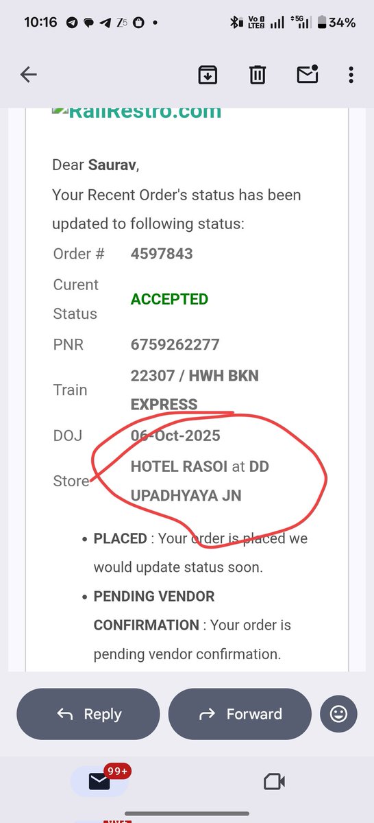 saurabhmarothi's tweet photo. @Railrestro worst ever food received in my lifetime. They customer executive denied for the refund. I don't need it and people should what is actually Railrestro provide. The food so sour and smelling. https://t.co/AAIIs8mkVk