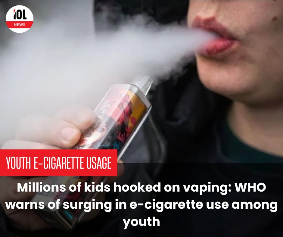 IOL's tweet image. E-cigarettes are fuelling an "alarming" new wave of nicotine addiction, with millions of children now hooked on vaping, the World Health Organisation (WHO) warned on Monday.
#news #ecigarettes #nicotine #addiction #children #vaping #WHO
Read on tinyurl.com/yrpckp7z
