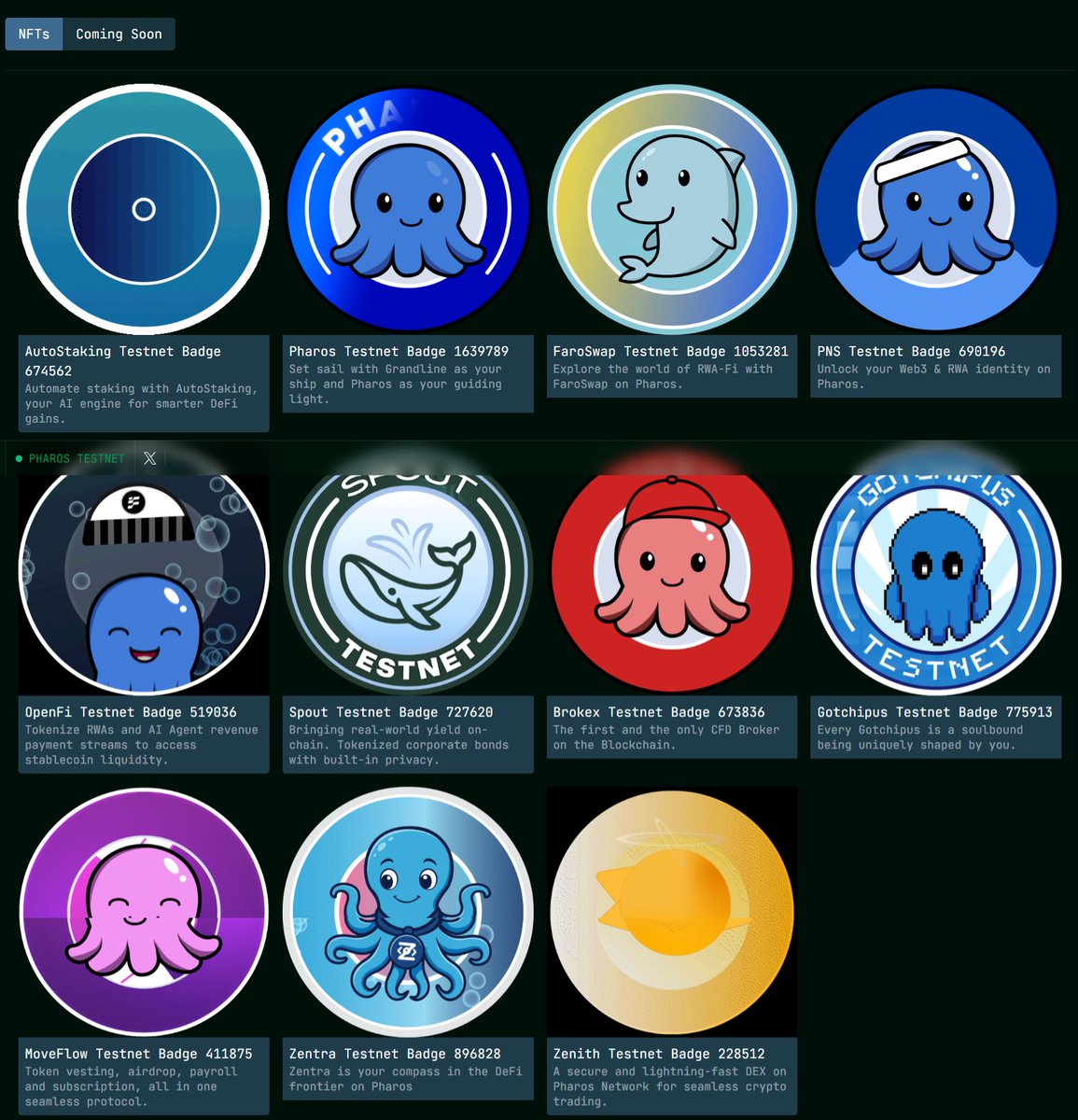 𝗚𝗼𝗰𝘁𝗼 𝘀𝗮𝗶𝗹𝗼𝗿𝘀 🌊⚓️

I'm currently holding 11/14 NFT badges on <a href="/grandline_world/">Grandline</a>. The only ones missing are 3 badges from the Coraluna collection:

❌ Coraluna NEREUS badge
❌ Coraluna PYXIS badge
❌ Coraluna OCEANUS badge

✅ Pharos testnet badge
✅ Faroswap testnet