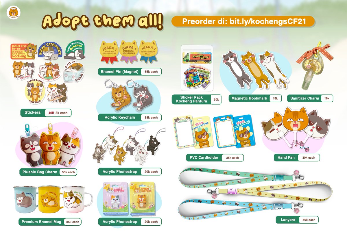 bumbukentang_x's tweet photo. [OPEN PO + GIVEAWAY!]

Merch Pengabdi Kocheng is back!🐱
✅ Mail (online) order &amp; Pick up at #CF21 
📅 PO end: 16 Okt
🔗 Link form: https://t.co/5kPREw7B3B

Join GA: Like + repost + tag 1 orang 
🎁 2 winners: 1 T-Shirt &amp; 1 bebas pilih
📅 GA end: 16 Okt

#comifuro21 #CF21catalogue https://t.co/VPEAJ4sfDZ