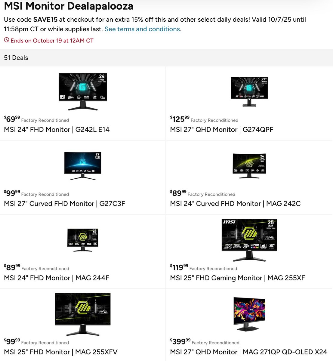 LordOfDiscounts's tweet image. MSI Monitor Sale via Woot!

🏷️ Use Code SAVE15 At Checkout

🔗 - link.lordofsavings.com/4nITZXa

#LRDeal | #AD