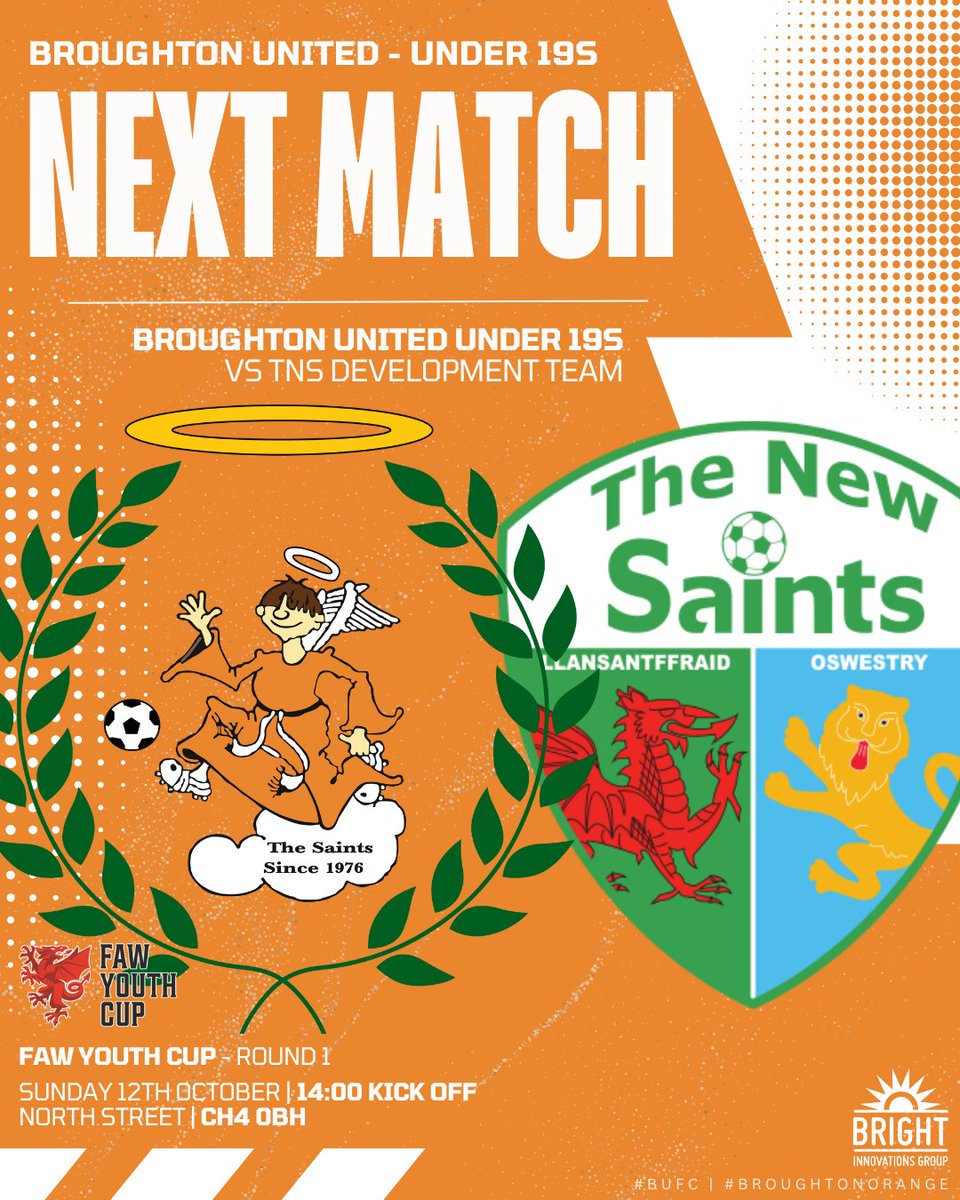 ⚽️ | Three games to look forward to this weekend👀

First Team: Hawarden Rangers (A)🏆
Reserves: Greenfield Reserves (H)💪
Under 19's: TNS Under 19's (H)🏆

Any support for all teams is massively appreciated as always🙌

#BUFC⚽️ | #BroughtonOrange🟠