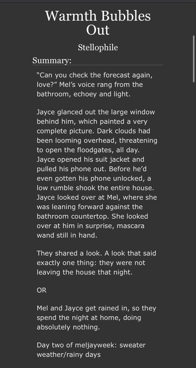 blobbypins's tweet photo. coming off priv for a little while to share my (late) submission for #meljayweek ! it’s probably the fluffiest thing i’ve ever written tbh. 🔗 below!
#meljayfallinloveweek https://t.co/34KwfR8ecB