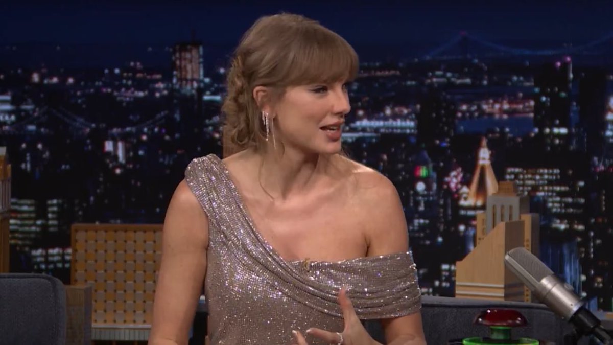 PopTingz's tweet photo. Taylor Swift tells Jimmy Fallon why she hasn’t done the Super Bowl halftime show yet:

“We’re always able to tell [Jay-Z] the truth, which is that like, I am in love with a guy who does that sport on that actual field. Like, that is violent chess. That is gladiators without swords, that is dangerous. The whole season I am locked in on what that man is doing on the field. Can you imagine if like he’s out there every single week like putting his life on the line, doing this very dangerous, very high pressure, high intensity sport and I’m like, ‘I wonder what my choreo should be.’ […] And this is nothing to do with Travis, he would love for me to do it. I’m just too locked in.”