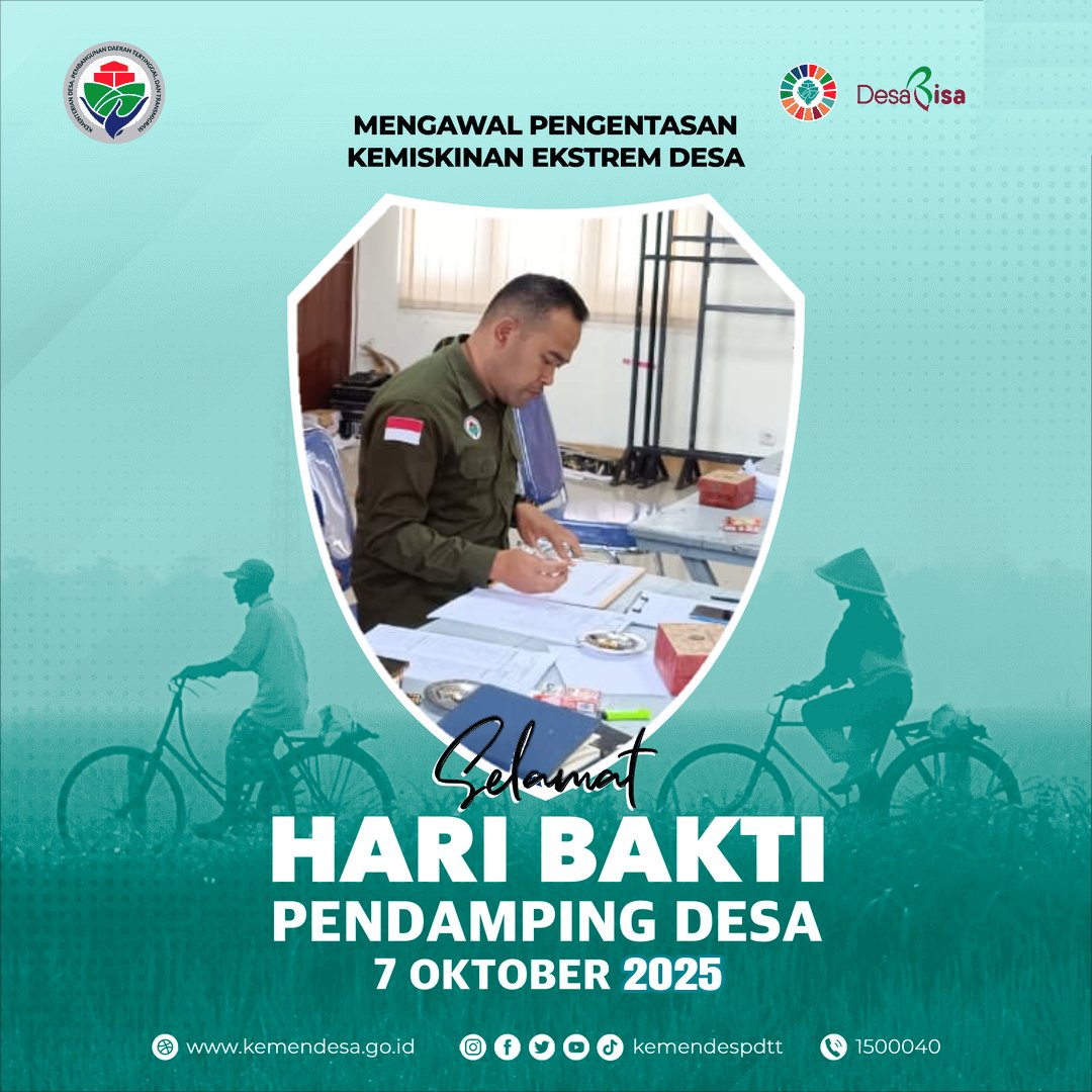 SUHALMAN9's tweet photo. *SELAMAT HARI BAKTI PENDAMPING DESA.. Dengan Peringatan Hari Bakti Pendamping Desa 7 Okober 2025 kita tingkatkan integritas diri dan pengabdian pendampingan desa @prabwoti @yandrisusanto #HariBaktiPendampingDesa #TPPIndonesia #TPPProvJateng #TPPKabMagelang https://t.co/YzjInrIxEC