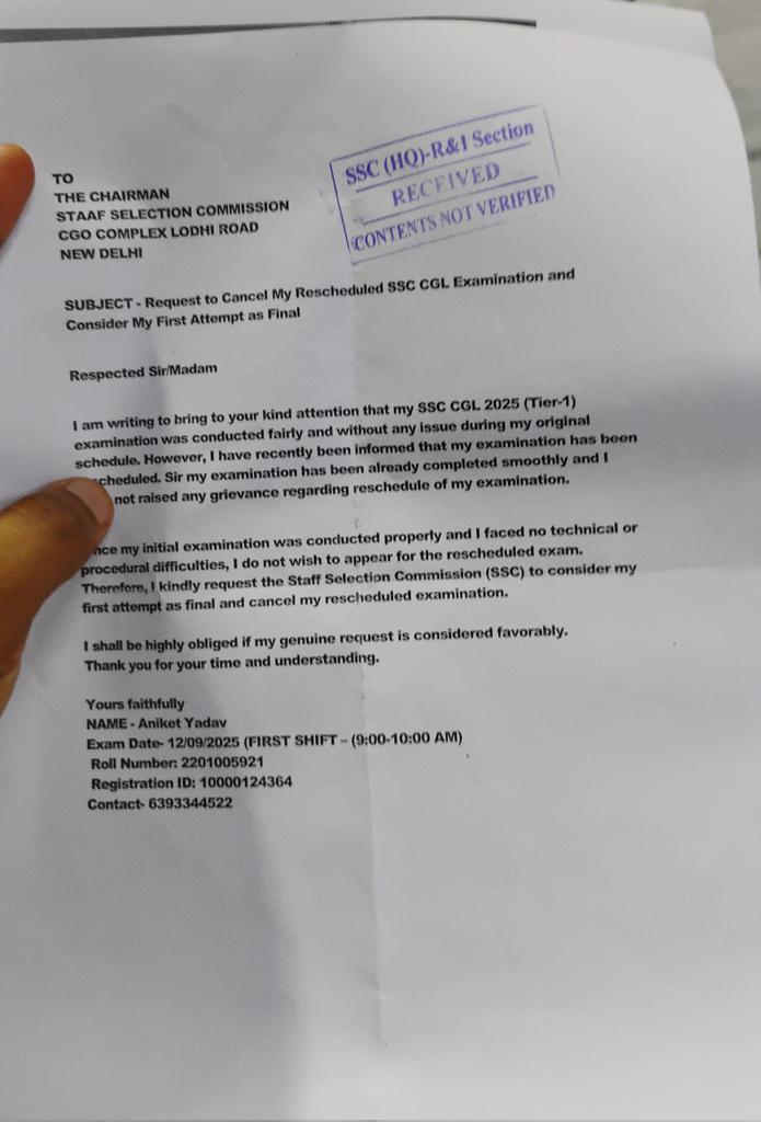 FSoul99's tweet photo. @SSCorg_in
My exam was gone well but I got reexam intentionally.
Why no one is addressing the elephant in the room. 🛑
This is totally fraud.
@abhinaymaths @GaganPratapMath @TheLallantop @DelhiPolice @PMOIndia @DoPTGoI @the_hindu 
#fraud #sscongoingscam @cbic_india @SCJudgments https://t.co/7dlXHqt9N4