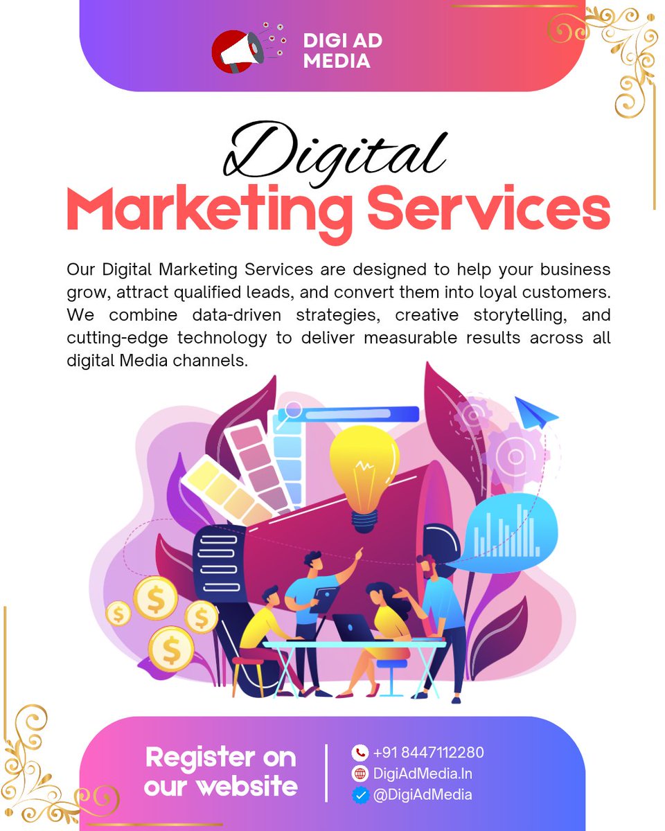 DigiAdMedia's tweet photo. ✨ Ready to take your business to the next level?

At Digi Ad Media, we help you attract qualified leads, build brand trust, and convert clicks into loyal customers.

📈 Let’s transform your digital presence today!

📞 Call Now: +91 8447112280
🌐 Visit: https://t.co/YEpyX7fdbi https://t.co/hZPDkvRQnD