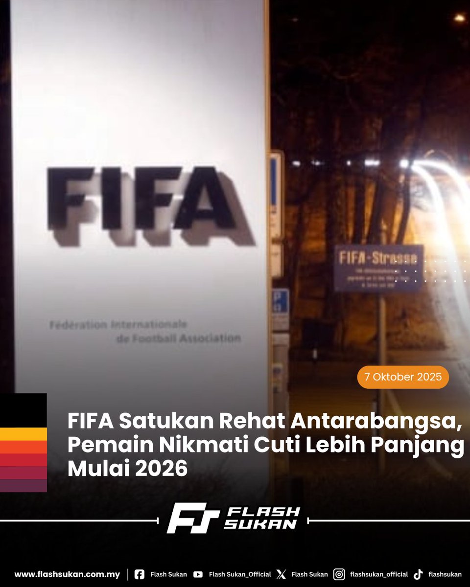 FlashSukan's tweet photo. FIFA umum perubahan besar kalendar antarabangsa — jendela perlawanan September dan Oktober digabung bermula 2026 bagi kurangkan gangguan liga domestik dan beri lebih masa untuk aksi pasukan kebangsaan.
https://t.co/GitHqE6r5b
#FIFA #FootballCalendar #InternationalBreak #WorldFootball #saynotobully #SayNo2Drugs