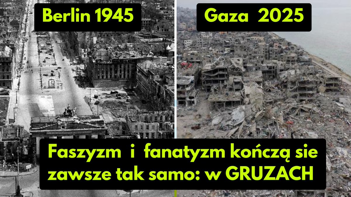 Gaza dostała to, na co zasługuje, NSDAP w hitlerowskich Niemczech jest tym, co Hamas w palestyńskiej Gazie, obie zbrodnicze bandy zostały przez tamtejsza ludność wybrane i ludność poniosła na końcu konsekwencje swojego wyboru i to jest sprawiedliwość.