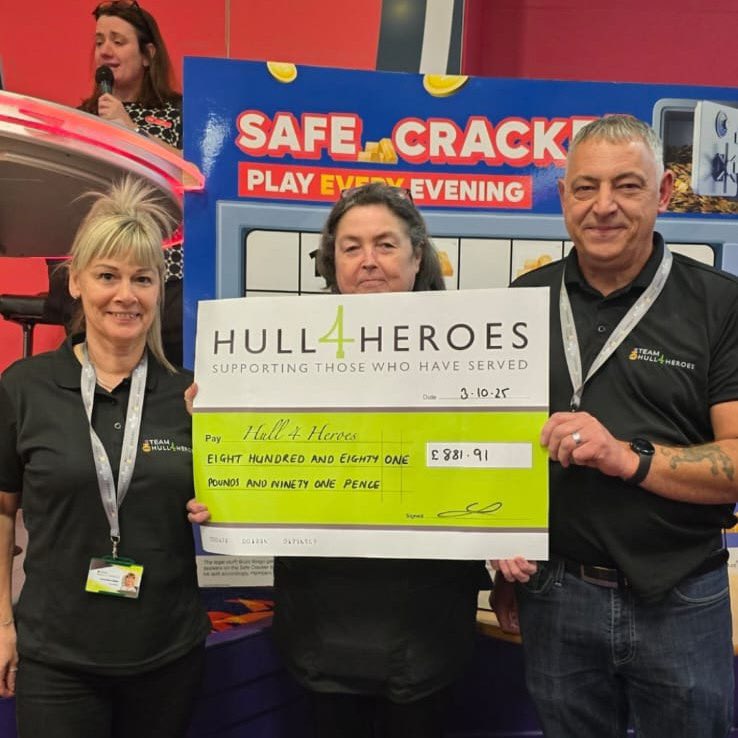 💙 Huge thanks to <a href="/Buzz_Bingo/">Buzz Bingo</a> and their amazing staff &amp; members for raising an incredible £881.91 for @Hull4Heroes! 🇬🇧

Special thanks to our friend Mandy Grantham for making it happen 👏
Your continued support means the world and helps veterans &amp; families across our community.