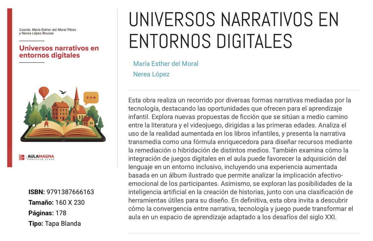 🎉 Orgullosos de la participación de Mario Gómez Martín en el libro “Universos narrativos en entornos digitales”.
En el capítulo 6 analiza, junto a Nuno Dorotea, cómo la IA y el #DigitalStorytelling transforman la educación 🚀📘