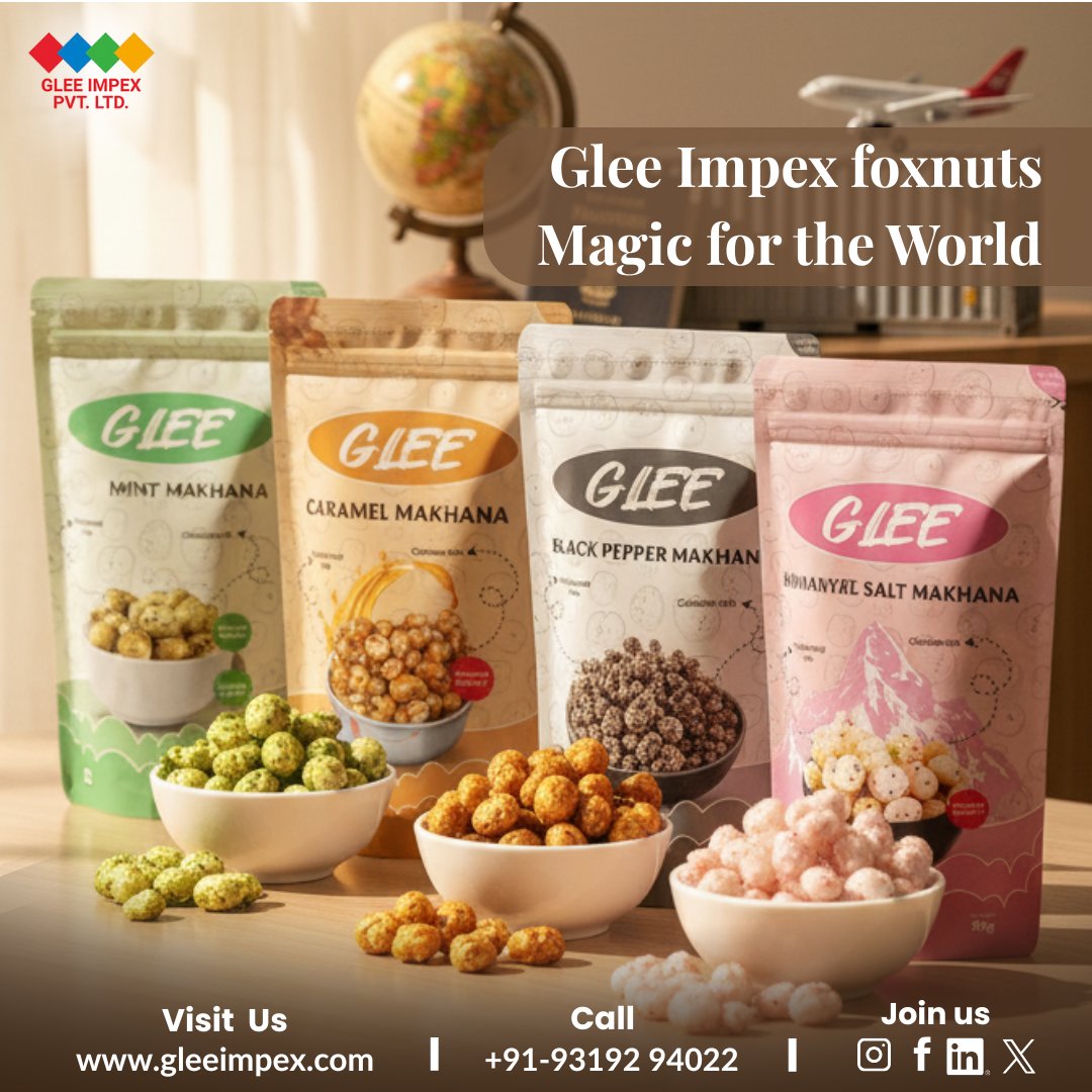 GleeImpex90124's tweet image. 🌍 From India to the World — Glee Impex brings you the crunch of perfection! ✨
Taste the global magic of our premium export-quality Foxnuts (Makhana).
Tap to explore.- gleeimpex.com
Call: +91-93192 94022
#GleeImpex #Foxnuts #HealthySnacking #ExportQuality