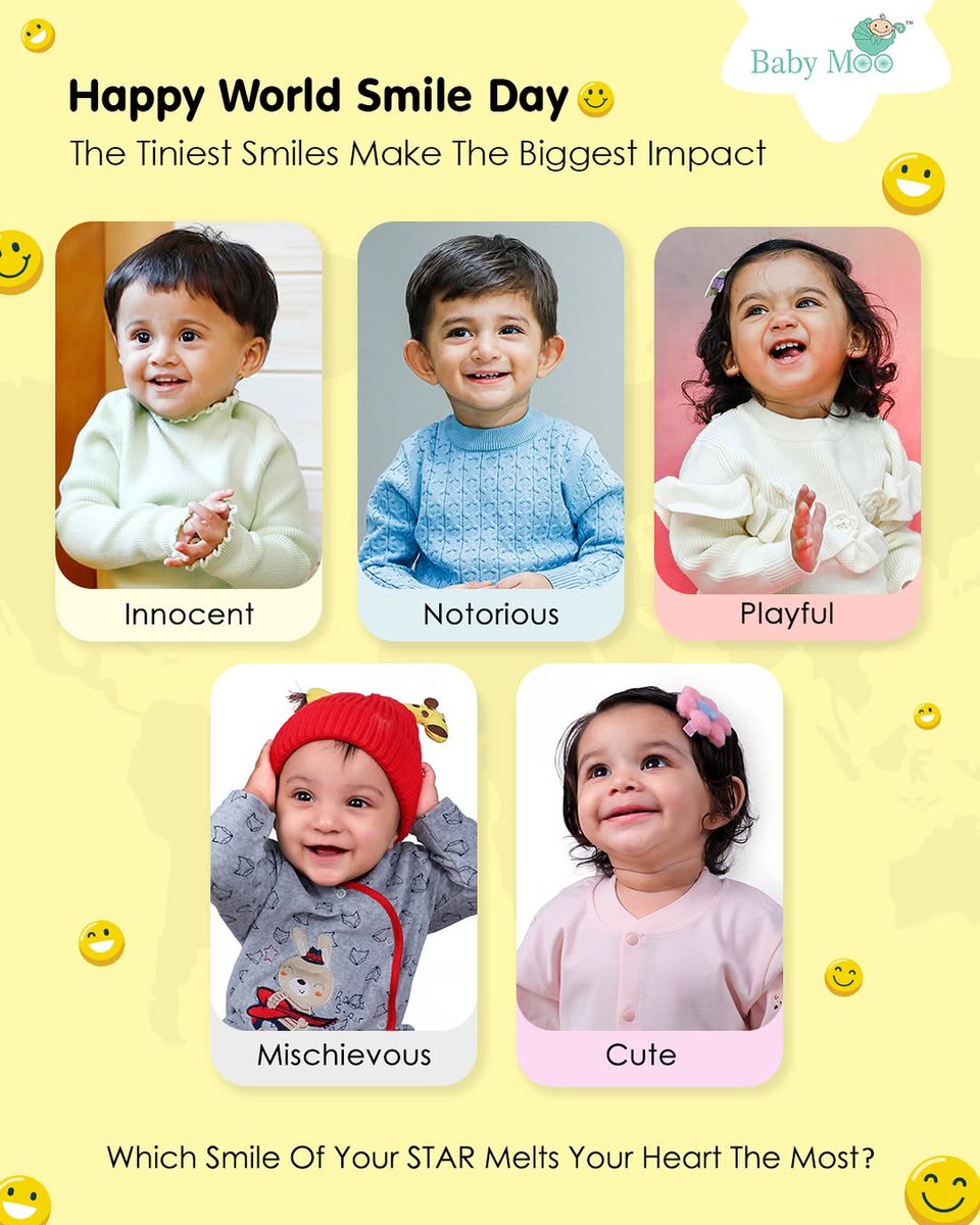 BabyMooin's tweet image. Some smiles calm, some smiles charm,
And some… are the start of mischief! 😍
This #WorldSmileDay, let’s celebrate the magic of baby smiles 💕
👉 Share your #BabyMooSmile moment with us!

💬 Tell us – which smile melts your heart the most?