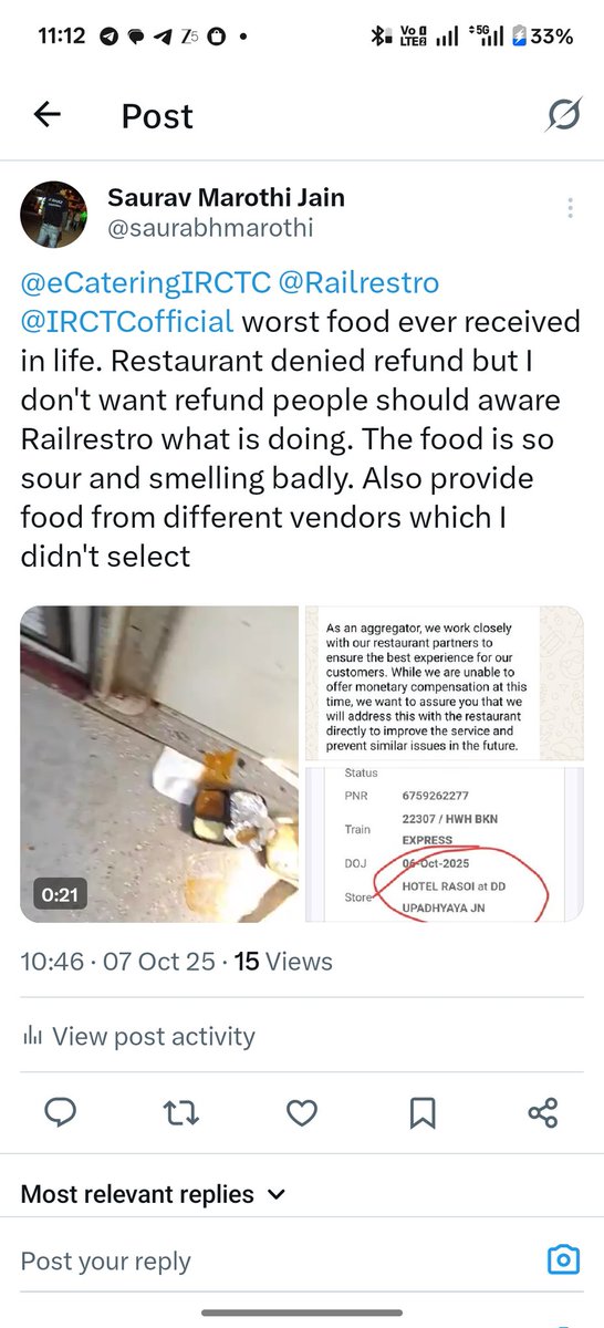 saurabhmarothi's tweet photo. @Railrestro worst food ever received in life. Restaurant denied refund but I don't want refund people should aware Railrestro what is doing. The food is so sour and smelling badly. Also provide food from different vendors which I didn't select
I think Railrestro right now in sleeping mode. https://t.co/t71jNjdLIa